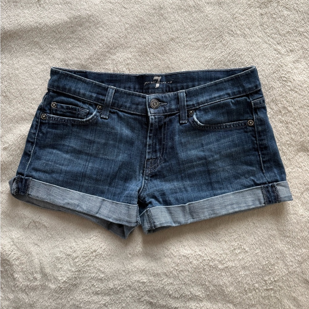 7 For All Mankind Dark Blue Jean Shorts